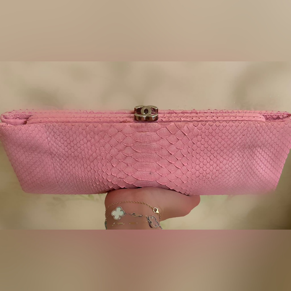 Chanel Pink Python Clutch